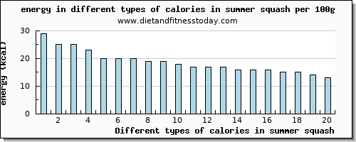 calories in summer squash energy per 100g